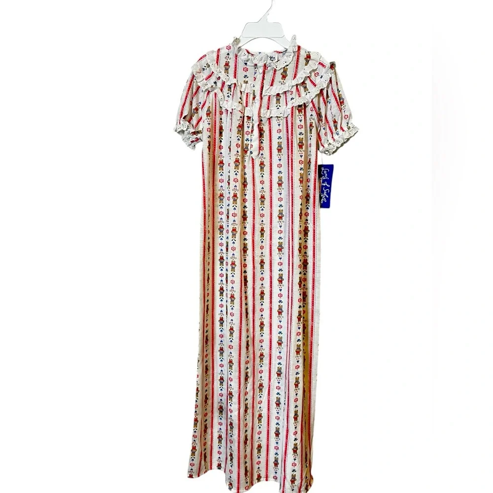 Lanz of Salzburg Vintage Teddy Bear Flannel Nightgown Girls 14/Womens XS - Picture 2 of 8